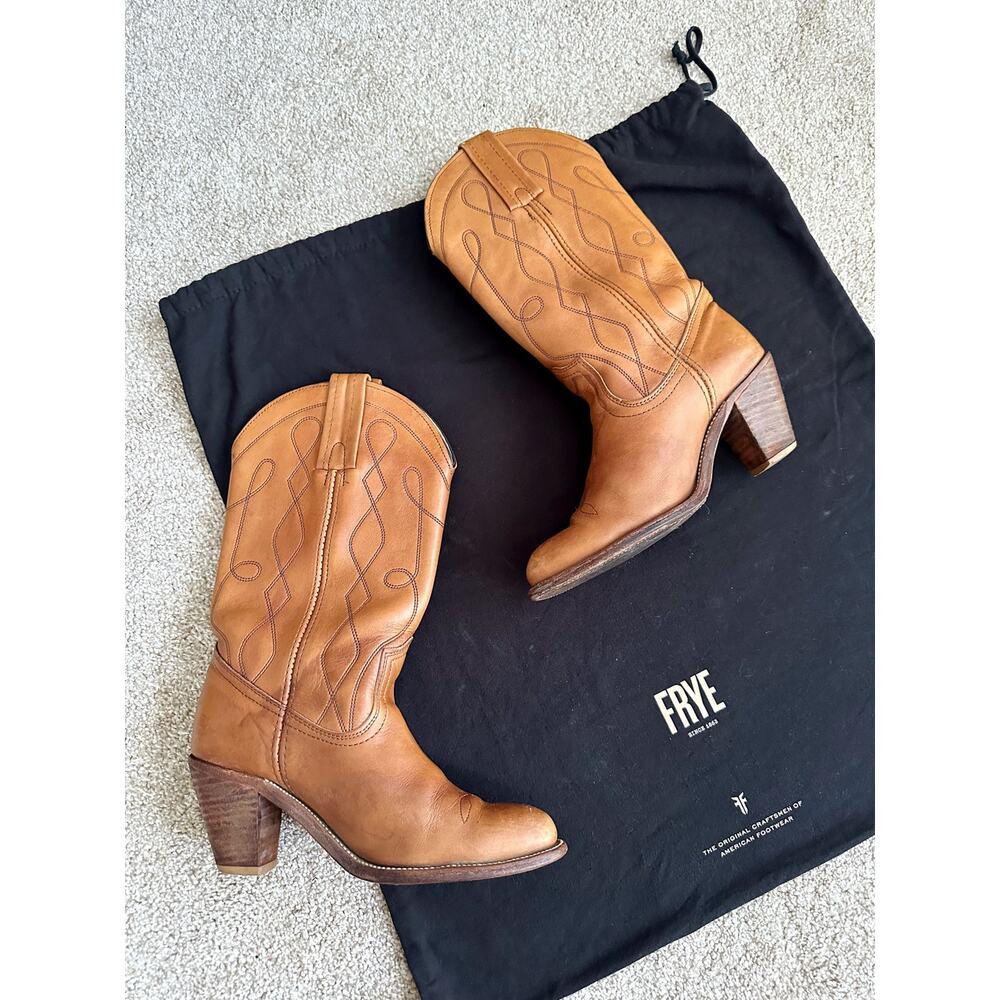 Frye Vintage 90s Western Embroidered Cowboy Boots Size 8 - Picture 4 of 9